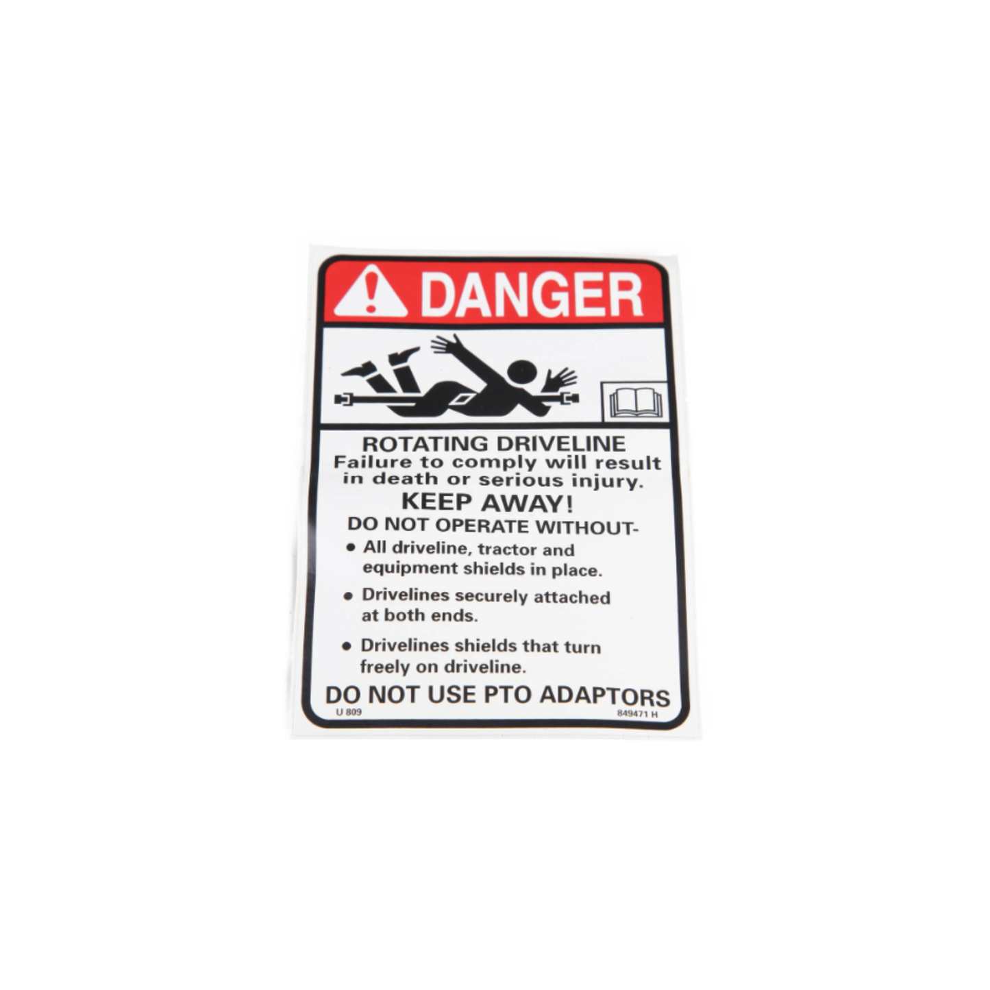 #849471 Danger Decal - Rotating Driveline